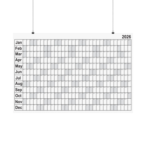 2026 Yearly Wall Calendar - Black