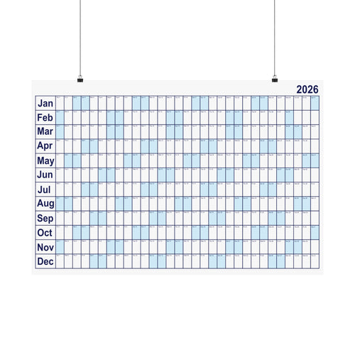 2026 Yearly Wall Calendar - Blue